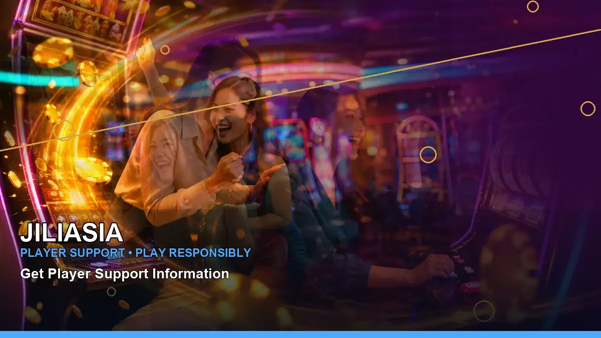 JILIASIA lounge VIP casino rewards featuring an adult Filipina casino host with a panoramic reel composition