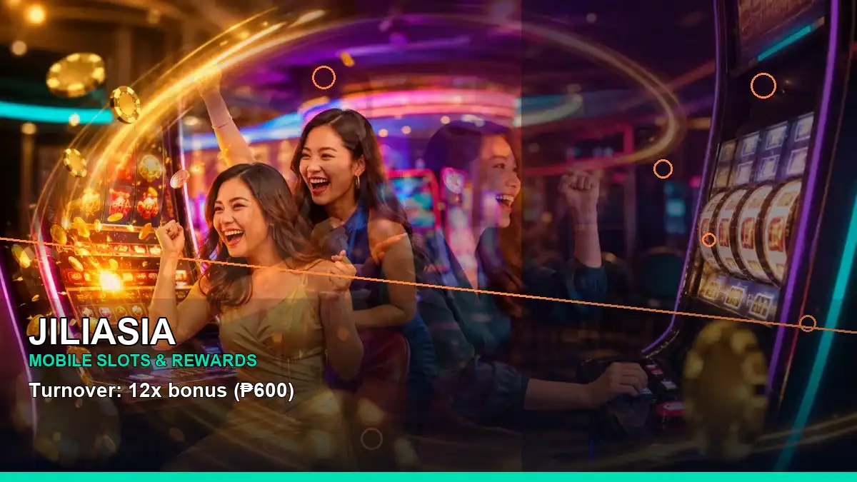 JILIASIA right-diagonal casino cashback rewards highlighting mobile-friendly casino play