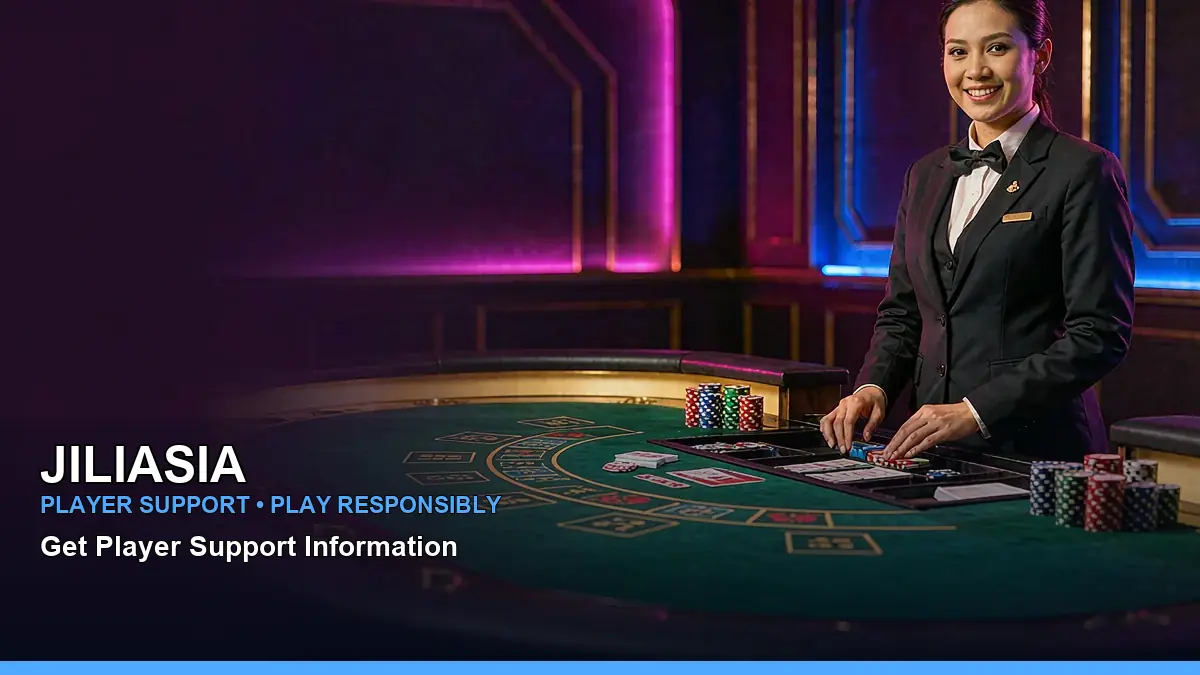 JILIASIA live casino table games featuring an adult Filipina casino host with a left-framed composition
